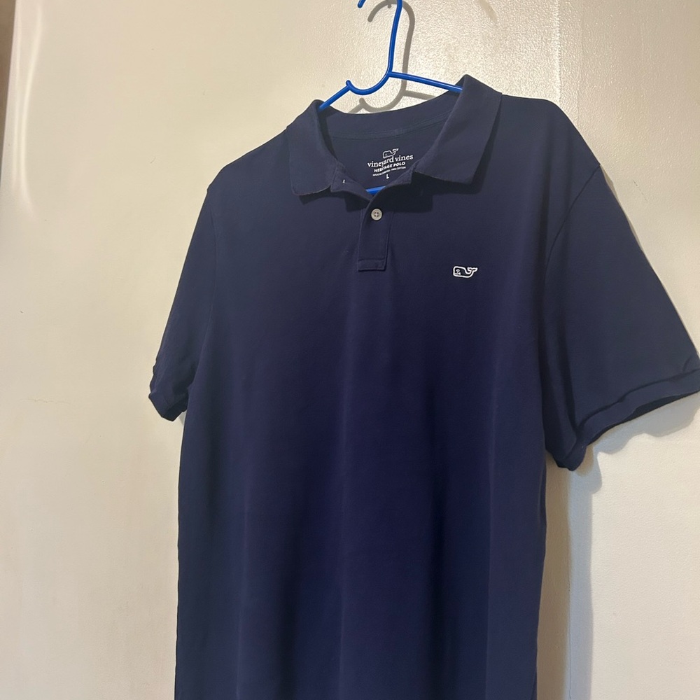 Vineyard Vines Navy Short-Sleeve Polo with Whale Logo